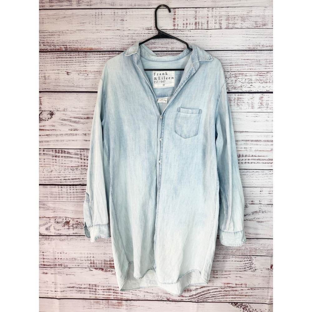 Frank & Eileen Mary Denim Shirt Dress M Light Wash Chambray Longline